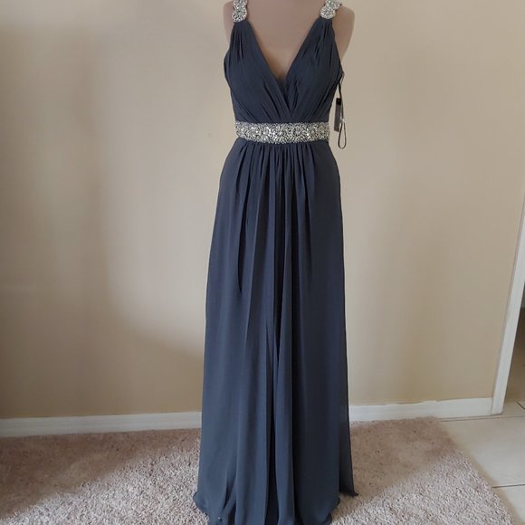 Faviana Glamour S7165 Dark Gray Dress BRAND NEW - Picture 2 of 6